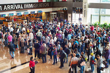 Image showing Queue at airport immigration