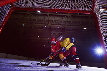 Image showing teen ice hockey sport  players in action