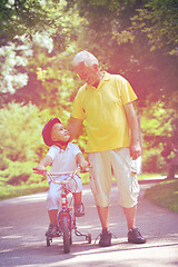 Image showing happy grandfather and child in park