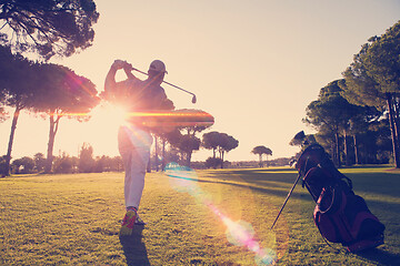 Image showing golf player hitting long shot