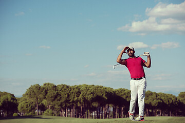 Image showing golf player hitting long shot