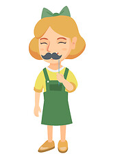 Image showing Little caucasian girl with a fake mustache.