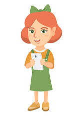 Image showing Caucasian girl using a smartphone.