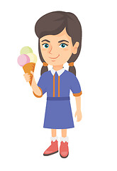 Image showing Little caucasian girl holding an ice cream cone.