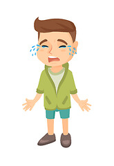 Image showing Sad caucasian boy sobbing.