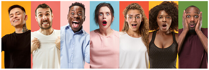 Image showing The collage of surprised people