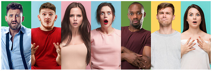 Image showing The collage of surprised people