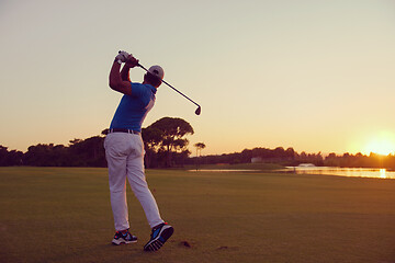 Image showing golfer hitting long shot