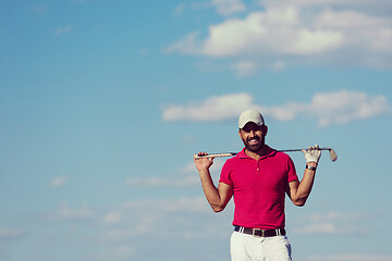 Image showing handsome middle eastern golf player portrait at course