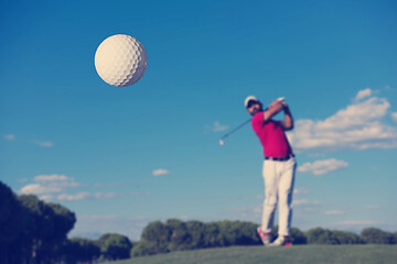 Image showing golf player hitting long shot