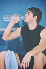 Image showing man drink water at fitness workout