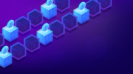 Image showing Isometric bitcoin mining computers.