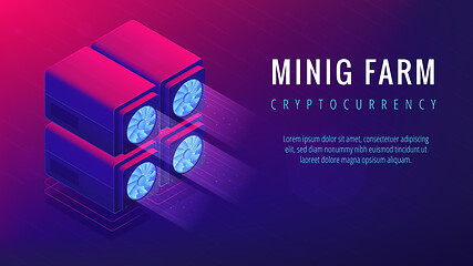 Image showing Isometric mining farm landing page concept.