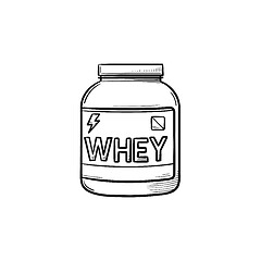 Image showing Sport nutrition hand drawn outline doodle icon.