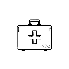Image showing First aid kit hand drawn outline doodle icon.