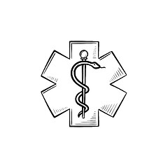 Image showing The Star of Life hand drawn outline doodle icon.