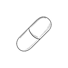 Image showing Capsule pill hand drawn outline doodle icon.