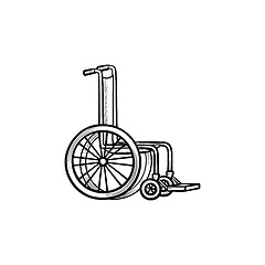 Image showing Wheelchair hand drawn outline doodle icon.