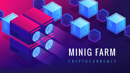 Image showing Isometric mining farm landing page concept.