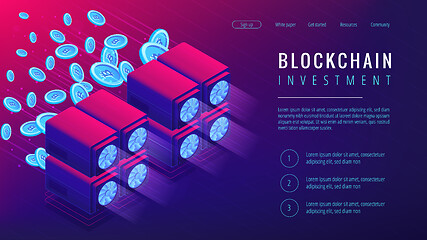 Image showing Isometric blockchain investment landing page concept.