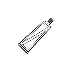 Image showing Toothpaste tube hand drawn outline doodle icon.