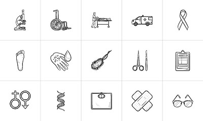 Image showing Medicine hand drawn outline doodle icon set.