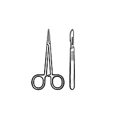 Image showing Surgery tools hand drawn outline doodle icon.