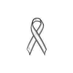 Image showing Awareness ribbon hand drawn outline doodle icon.