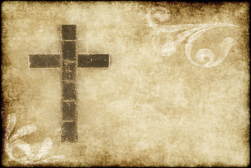 Image showing christian cross on parchment