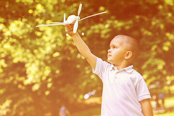 Image showing boy with airpane toy