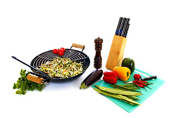 Image showing Preparing wok 