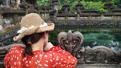 Image showing Holy spring with transparent water near Tirtha temple, Bali