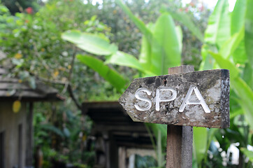 Image showing SPA arrow sign from wood