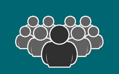 Image showing Leadership concept, crowd of people icon silhouettes