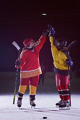 Image showing teen girls ice hockey players portrait