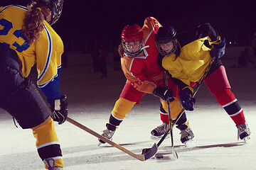 Image showing teen ice hockey sport  players in action