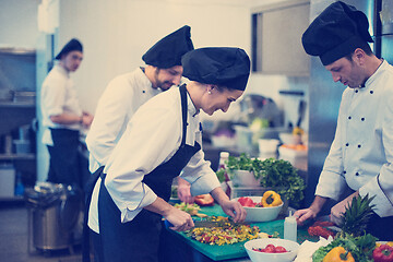 Image showing team cooks and chefs preparing meals