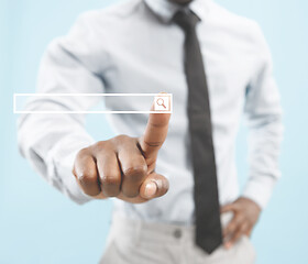 Image showing Businessman hand touching empty virtual screen