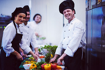 Image showing team cooks and chefs preparing meals