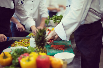 Image showing team cooks and chefs preparing meals