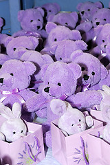 Image showing Teddy bears and bunnie peluches