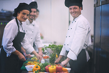 Image showing team cooks and chefs preparing meals