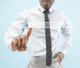 Image showing Businessman hand touching empty virtual screen