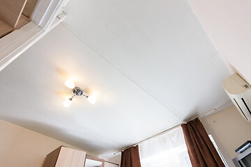 Image showing View of the old plastered ceiling in an apartment in need of repair