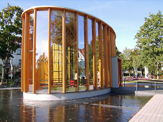 Image showing Oval building with glass walls