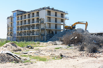 Image showing The destroyed illegally constructed building of the hotel complex