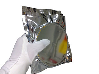 Image showing Hand in a white glove with a package