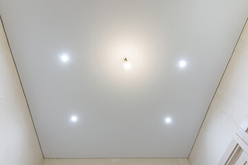 Image showing Matte vinyl stretch ceiling in the interior of the room, spotlights included