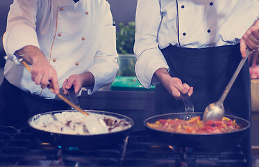 Image showing team cooks and chefs preparing meals