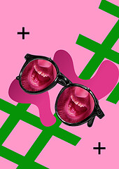 Image showing Pink sunglasses on pink background